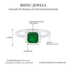 Asscher Cut Created Emerald Halo Engagement Ring with Diamond Lab Created Emerald - ( AAAA ) - Quality - Rosec Jewels