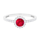 1 CT Minimal Created Ruby and Diamond Engagement Ring Lab Created Ruby - ( AAAA ) - Quality - Rosec Jewels