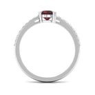 Designer Garnet Solitaire Promise Ring with Diamond Garnet - ( AAA ) - Quality - Rosec Jewels