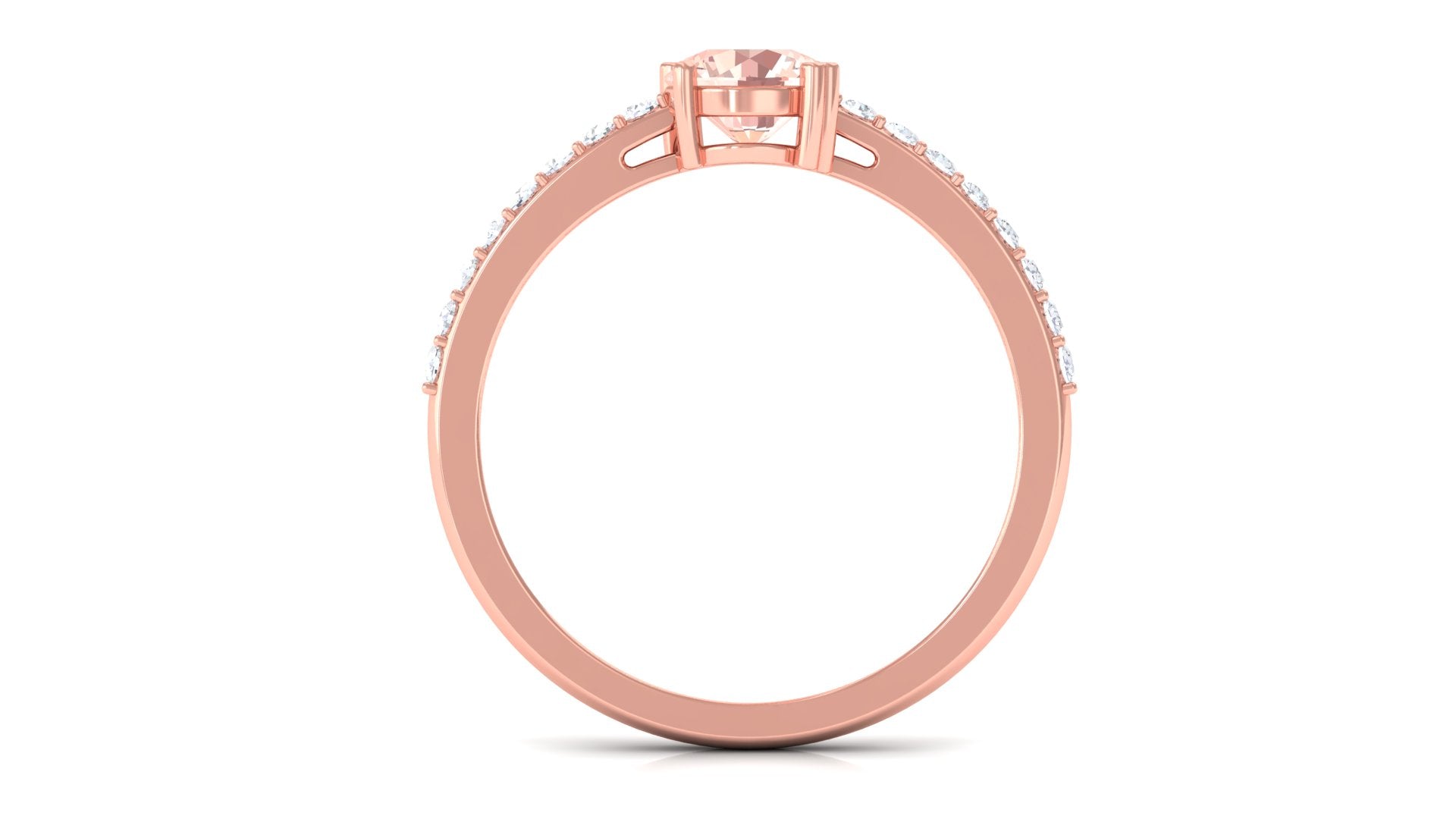 Designer Morganite Solitaire Promise Ring with Diamond Morganite - ( AAA ) - Quality - Rosec Jewels