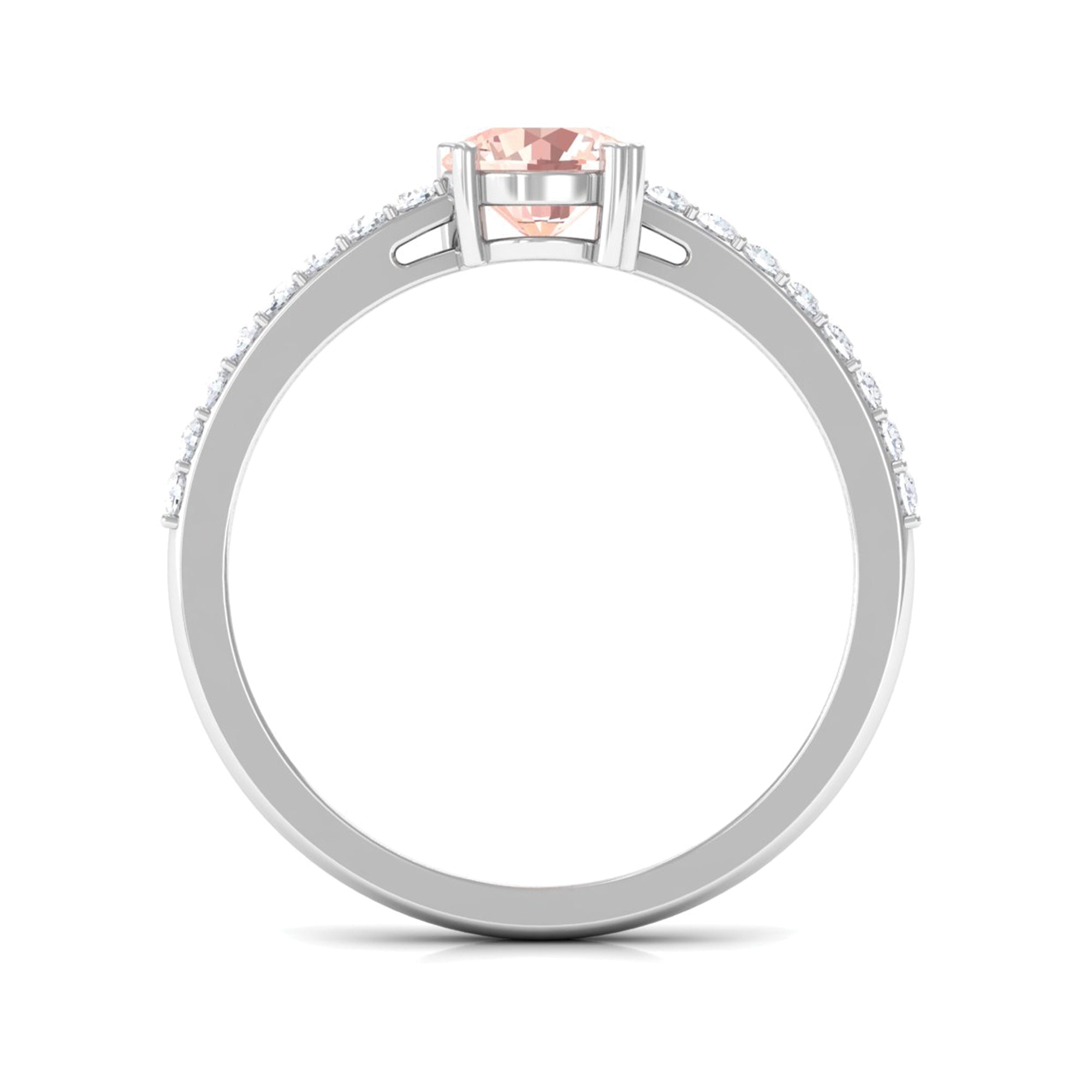 Designer Morganite Solitaire Promise Ring with Diamond Morganite - ( AAA ) - Quality - Rosec Jewels