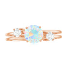 1 CT Ethiopian Opal Solitaire Engagement Ring with Diamond Ethiopian Opal - ( AAA ) - Quality - Rosec Jewels