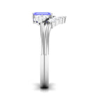 Emerald Cut Tanzanite Solitaire Ring Set with Diamond Tanzanite - ( AAA ) - Quality - Rosec Jewels