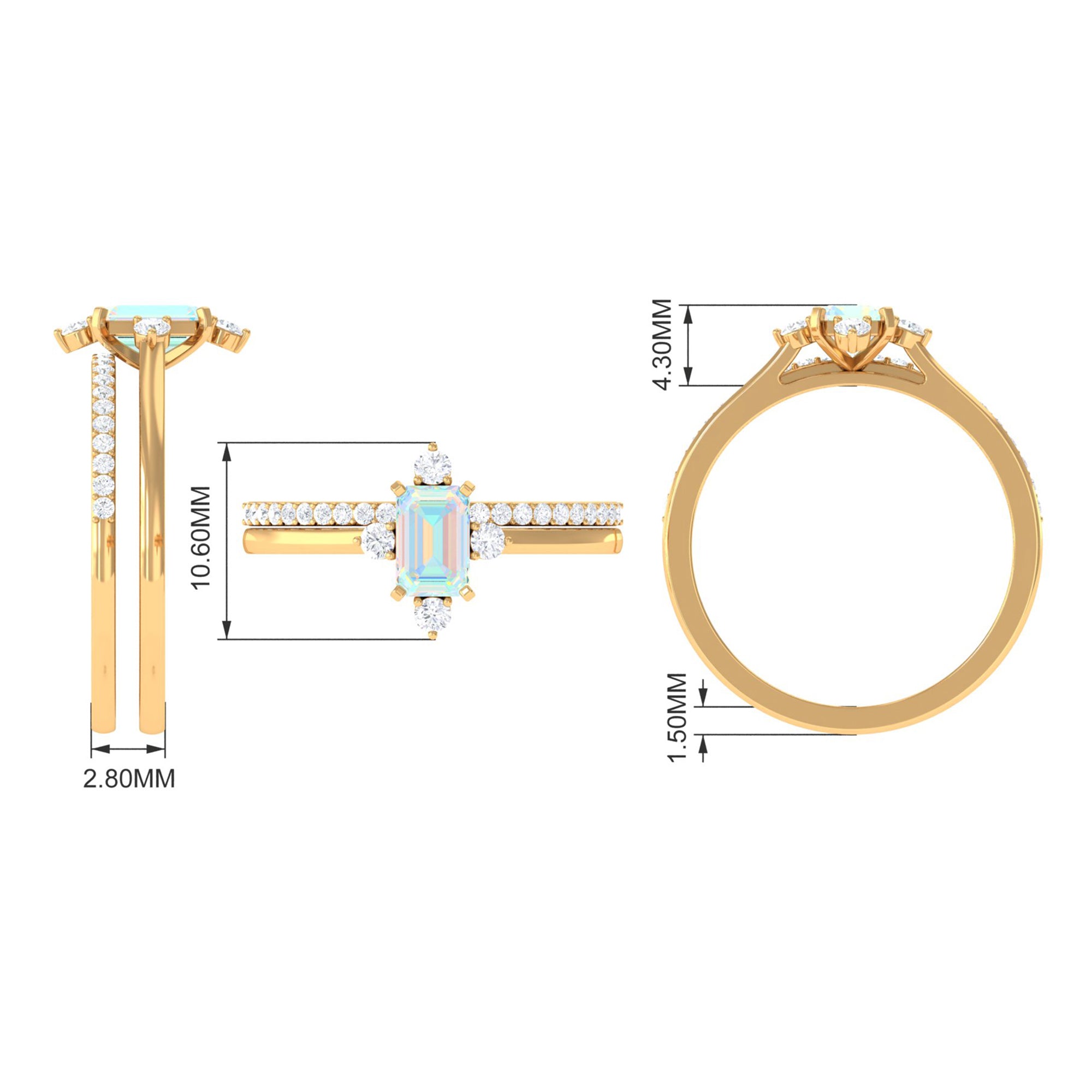 Natural Ethiopian Opal Solitaire Ring Set with Diamond Ethiopian Opal - ( AAA ) - Quality - Rosec Jewels