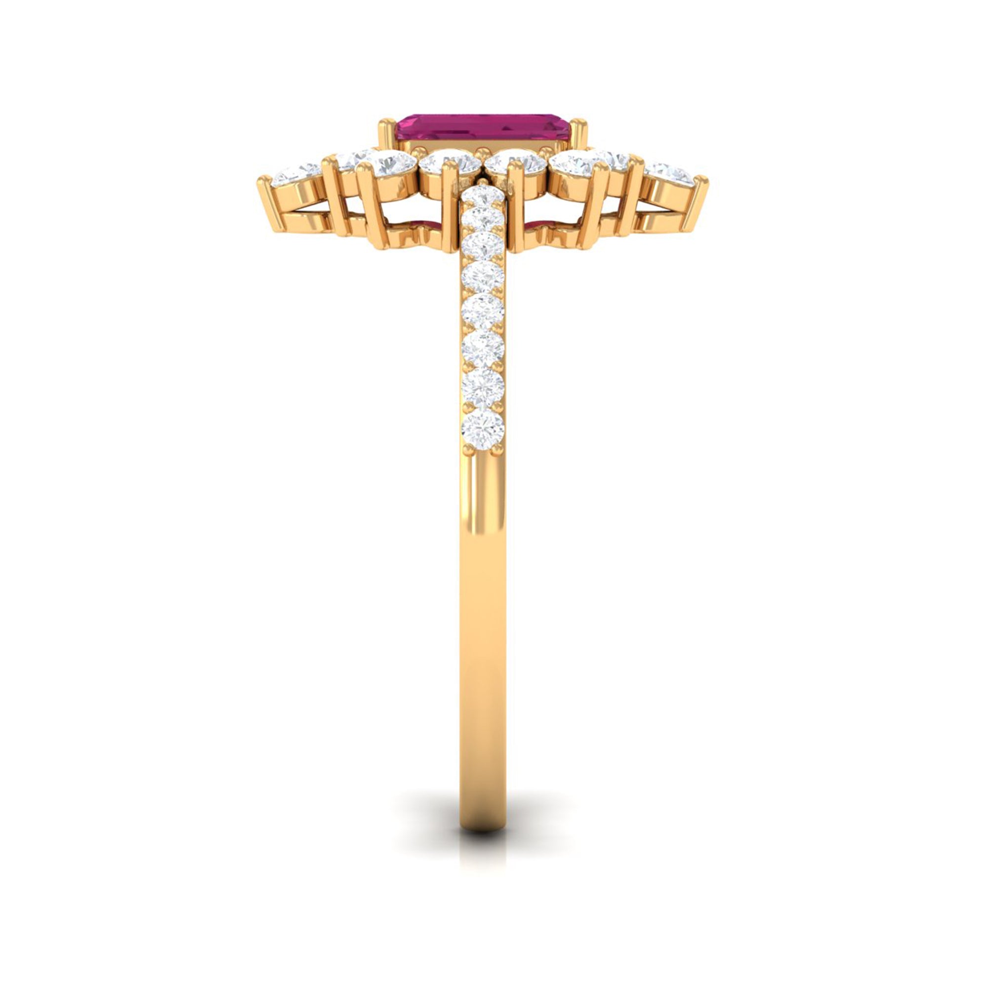 1.75 CT Vintage Inspired Pink Tourmaline Ring with Diamond Halo Pink Tourmaline - ( AAA ) - Quality - Rosec Jewels