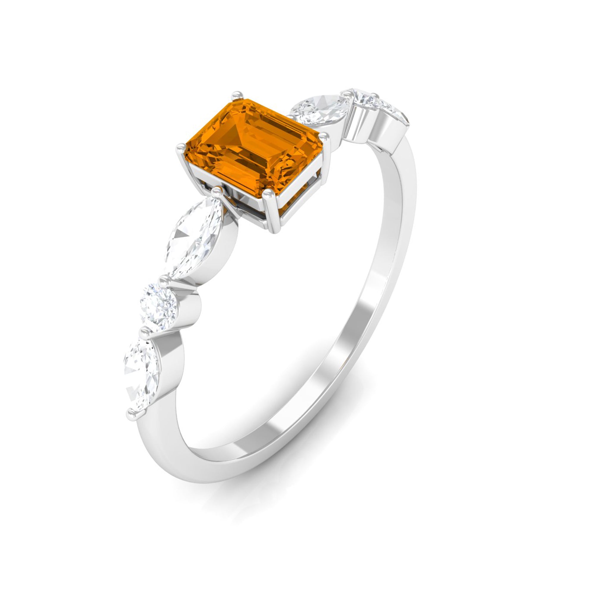 0.75 CT Elegant Citrine Promise Ring with Moissanite Stones Citrine - ( AAA ) - Quality - Rosec Jewels