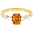 1.75 CT Classic Citrine Solitaire Ring with Moissanite Stones Citrine - ( AAA ) - Quality - Rosec Jewels