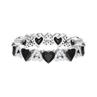 Black Onyx Heart Shape Eternity Ring with Diamond Black Onyx - ( AAA ) - Quality - Rosec Jewels