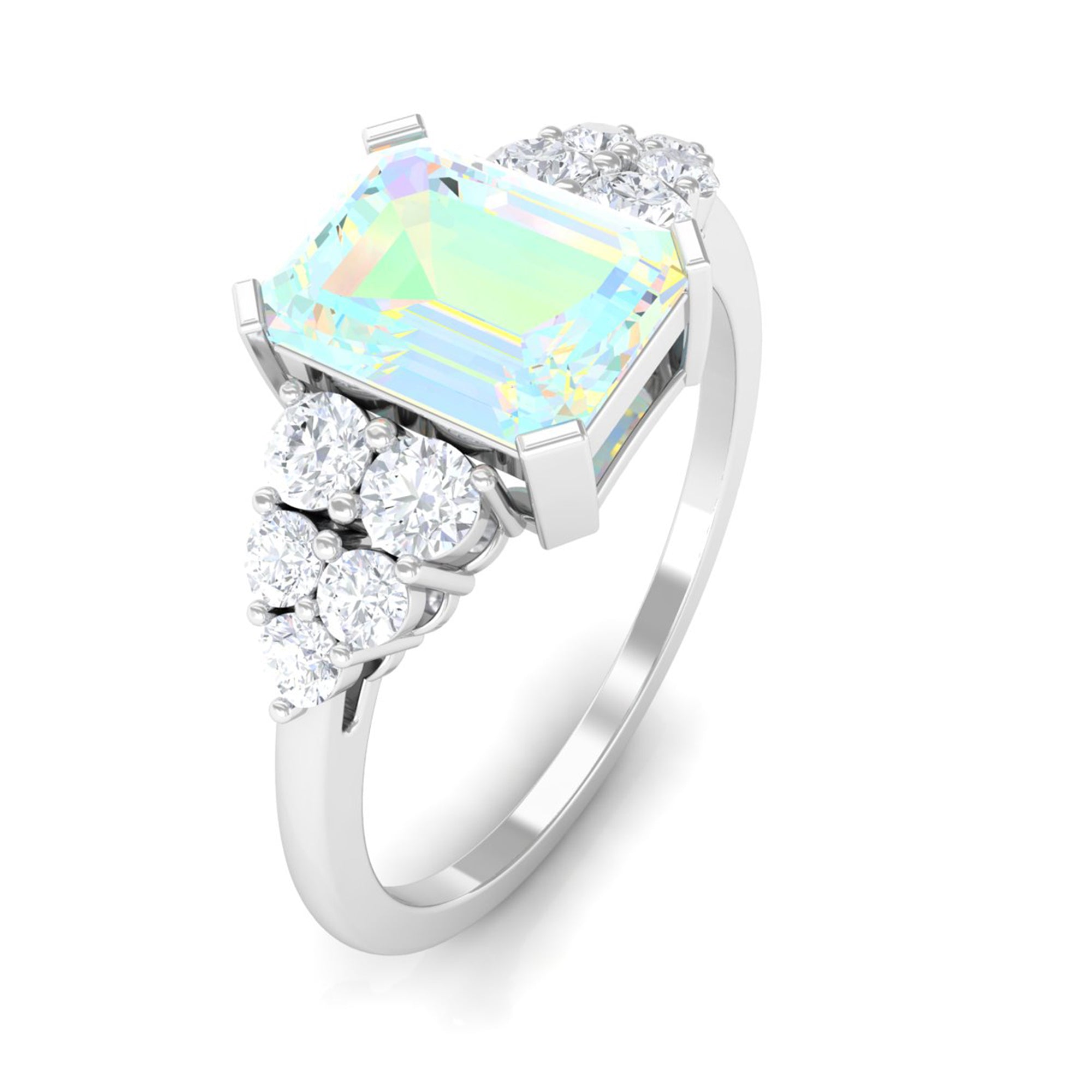 Ethiopian Opal and Diamond Designer Engagement Ring Ethiopian Opal - ( AAA ) - Quality - Rosec Jewels