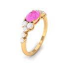 Solitaire Oval Pink Sapphire East West Ring with Diamond Pink Sapphire - ( AAA ) - Quality - Rosec Jewels