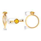 Yellow Sapphire and Diamond Flower Promise Ring Yellow Sapphire - ( AAA ) - Quality - Rosec Jewels