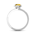 Yellow Sapphire and Diamond Flower Promise Ring Yellow Sapphire - ( AAA ) - Quality - Rosec Jewels