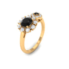 Created Black Diamond Designer Halo Engagement Ring with Diamond Lab Created Black Diamond - ( AAAA ) - Quality - Rosec Jewels