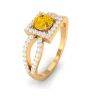 1.5 CT Split Shank Yellow Sapphire Engagement Ring with Diamond Accent Yellow Sapphire - ( AAA ) - Quality - Rosec Jewels