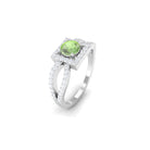 Round Green Sapphire and Diamond Halo Ring in Split Shank Green Sapphire - ( AAA ) - Quality - Rosec Jewels