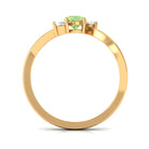 Green Sapphire and Diamond Three Stone Bypass Ring Green Sapphire - ( AAA ) - Quality - Rosec Jewels