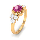 Nature Inspired Floral Ring with Pink Tourmaline and Diamond Pink Tourmaline - ( AAA ) - Quality - Rosec Jewels