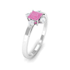 Minimal Princess Cut Pink Sapphire and Diamond Promise Ring Pink Sapphire - ( AAA ) - Quality - Rosec Jewels