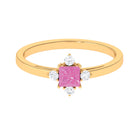 Minimal Princess Cut Pink Sapphire and Diamond Promise Ring Pink Sapphire - ( AAA ) - Quality - Rosec Jewels