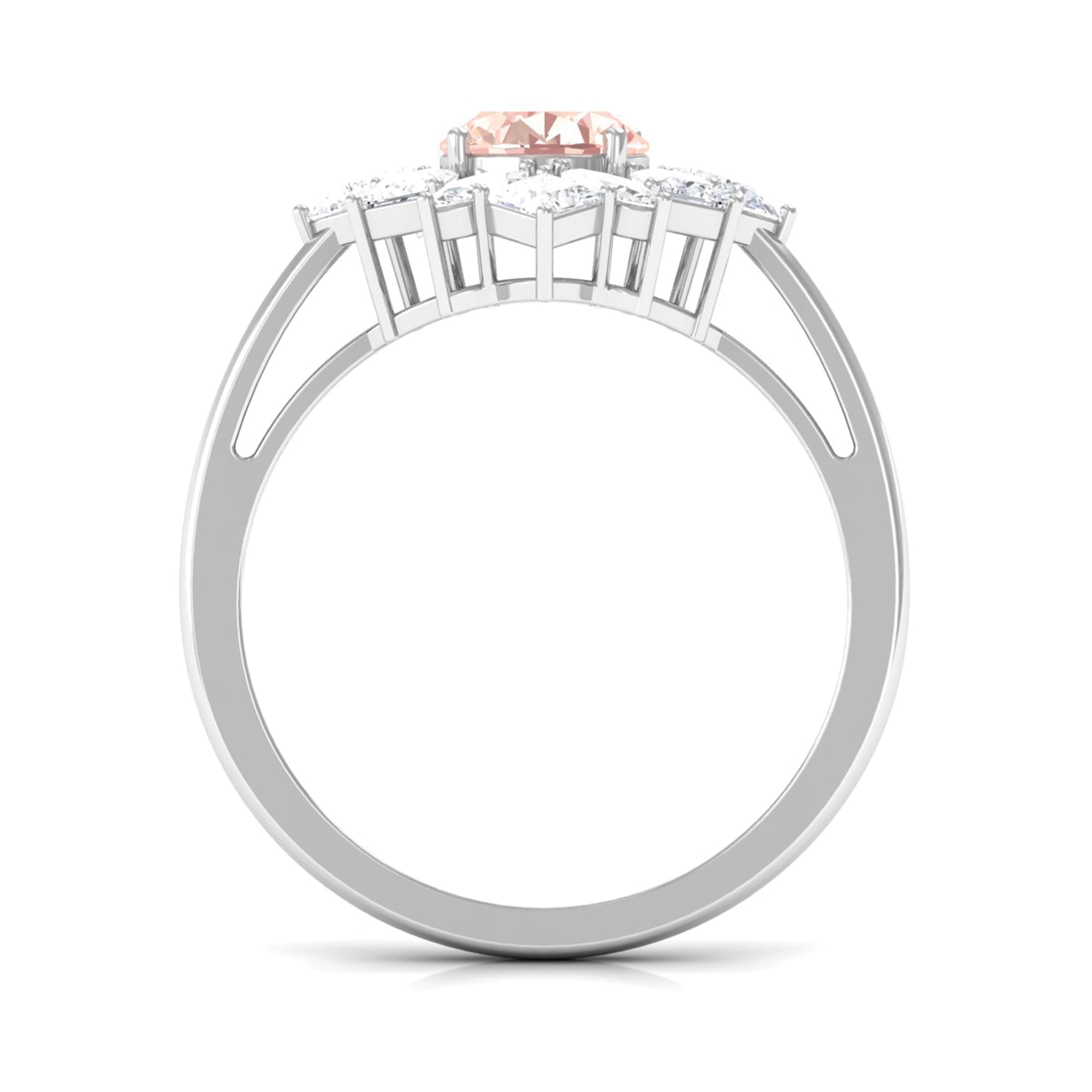 2.25 Carat Morganite and Moissanite Cocktail Ring Morganite - ( AAA ) - Quality - Rosec Jewels