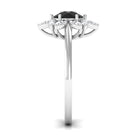 2.25 CT Created Black Diamond Flower Halo Ring with Diamond Lab Created Black Diamond - ( AAAA ) - Quality - Rosec Jewels