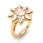 Oval Morganite Flower Cocktail Ring with Moissanite Morganite - ( AAA ) - Quality - Rosec Jewels