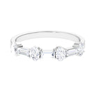 Oval and Baguette Cut Moissanite Half Eternity Ring Moissanite - ( D-VS1 ) - Color and Clarity - Rosec Jewels