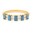 1 CT London Blue Topaz and Diamond Wide Band Ring London Blue Topaz - ( AAA ) - Quality - Rosec Jewels