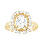 Oval Cubic Zirconia Halo Statement Engagement Ring Zircon - ( AAAA ) - Quality - Rosec Jewels