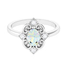 Solitaire Ethiopian Opal Art Deco Engagement Ring with Diamond Ethiopian Opal - ( AAA ) - Quality - Rosec Jewels