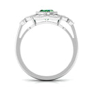 Oval Created Emerald Statement Engagement Ring with Moissanite Halo Lab Created Emerald - ( AAAA ) - Quality - Rosec Jewels