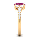 Split Shank Oval Pink Tourmaline Solitaire Engagement Ring with Moissanite Pink Tourmaline - ( AAA ) - Quality - Rosec Jewels