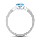 Heart Shape Swiss Blue Topaz Minimal Engagement Ring with Diamond Swiss Blue Topaz - ( AAA ) - Quality - Rosec Jewels