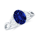 Rosec Jewels-Lab Grown Blue Sapphire and Diamond Solitaire Crossover Ring