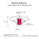 Emerald Cut Ruby and Diamond Floral Halo Ring with Split Shank Ruby - ( AAA ) - Quality - Rosec Jewels