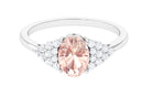 1.50 Ct Solitaire Morganite Oval Engagement Ring with Diamond Morganite - ( AAA ) - Quality - Rosec Jewels