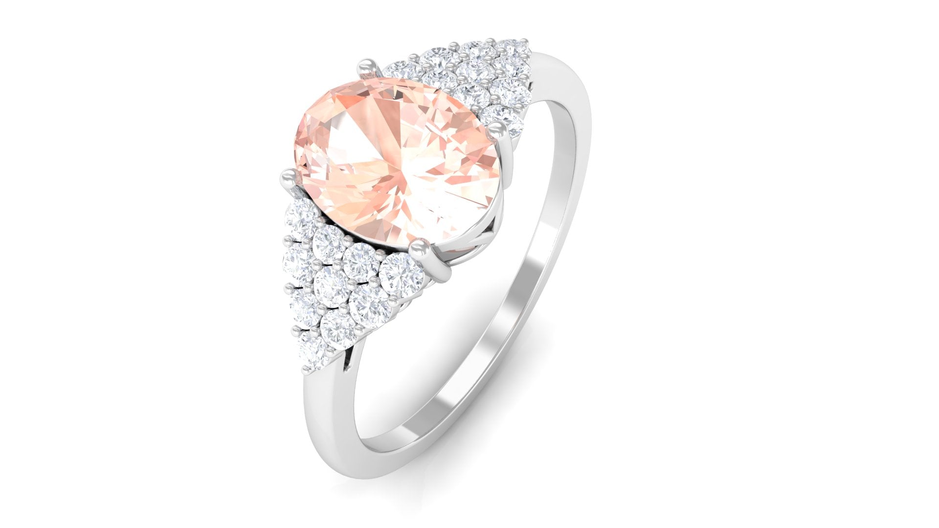 1.50 Ct Solitaire Morganite Oval Engagement Ring with Diamond Morganite - ( AAA ) - Quality - Rosec Jewels