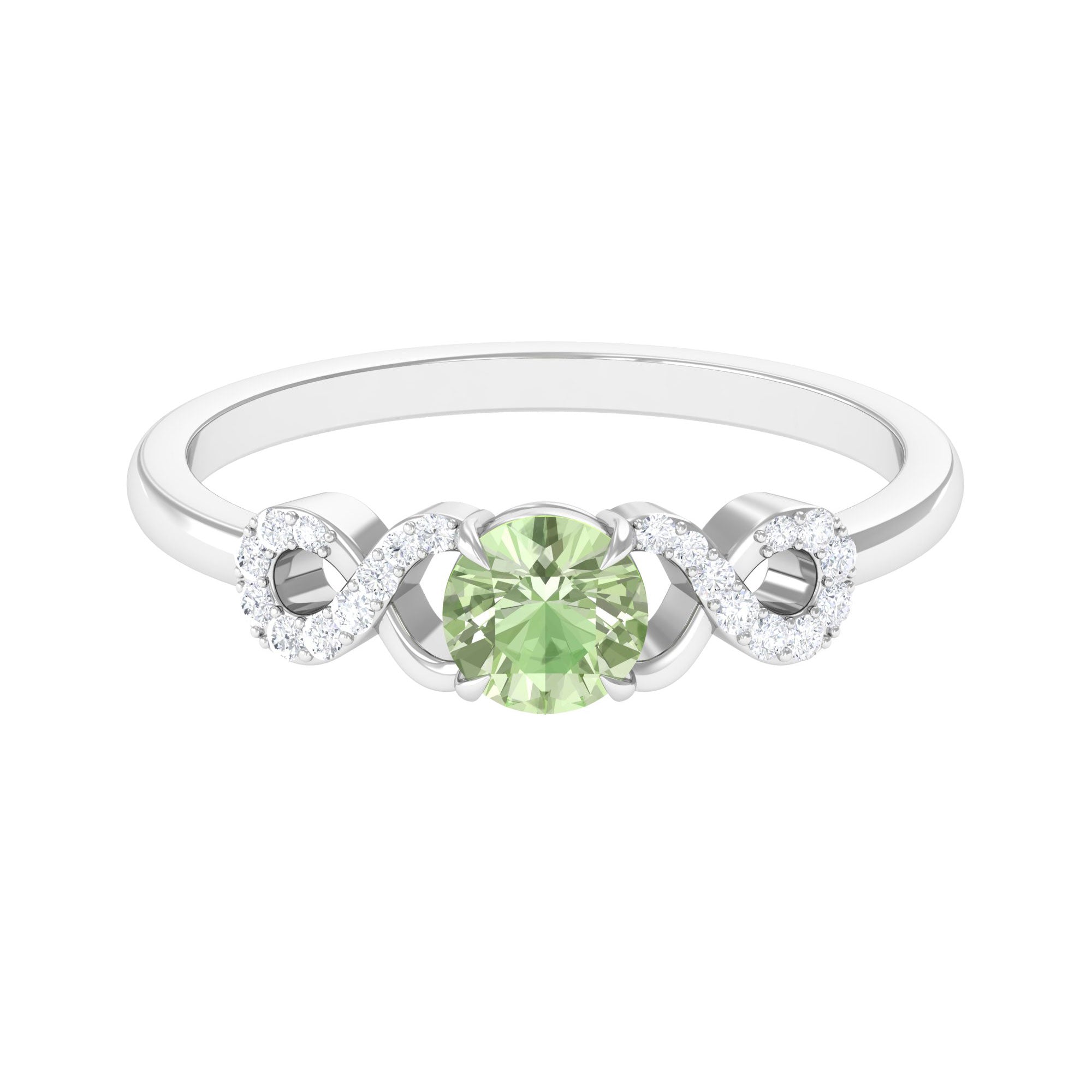 Real Green Sapphire and Diamond Criss Cross Promise Ring Green Sapphire - ( AAA ) - Quality - Rosec Jewels