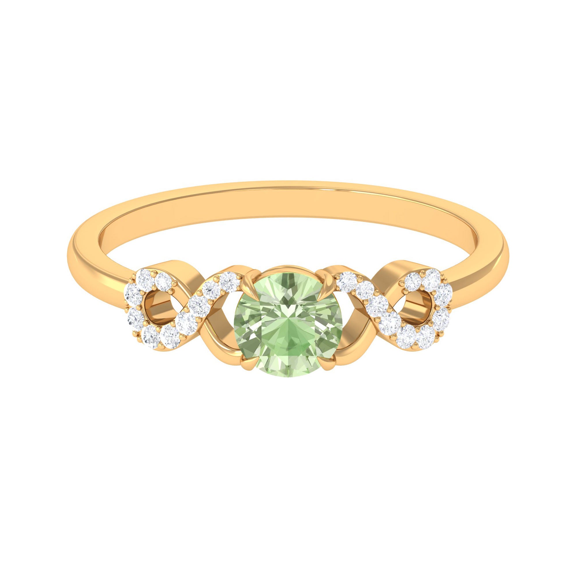 Real Green Sapphire and Diamond Criss Cross Promise Ring Green Sapphire - ( AAA ) - Quality - Rosec Jewels