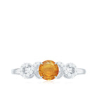 Round Shape Orange Sapphire Infinity Ring with Diamond Orange Sapphire - ( AAA ) - Quality - Rosec Jewels