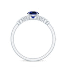 Round Created Blue Sapphire Infinity Engagement Ring with Diamond Lab Created Blue Sapphire - ( AAAA ) - Quality - Rosec Jewels