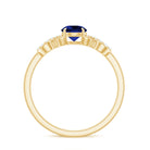 Round Created Blue Sapphire Infinity Engagement Ring with Diamond Lab Created Blue Sapphire - ( AAAA ) - Quality - Rosec Jewels