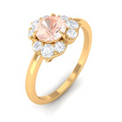 1 CT Round Morganite Flower Engagement Ring with Diamond Morganite - ( AAA ) - Quality - Rosec Jewels