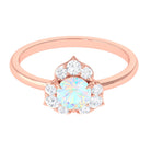 Round Ethiopian Opal Flower Engagement Ring with Diamond Ethiopian Opal - ( AAA ) - Quality - Rosec Jewels