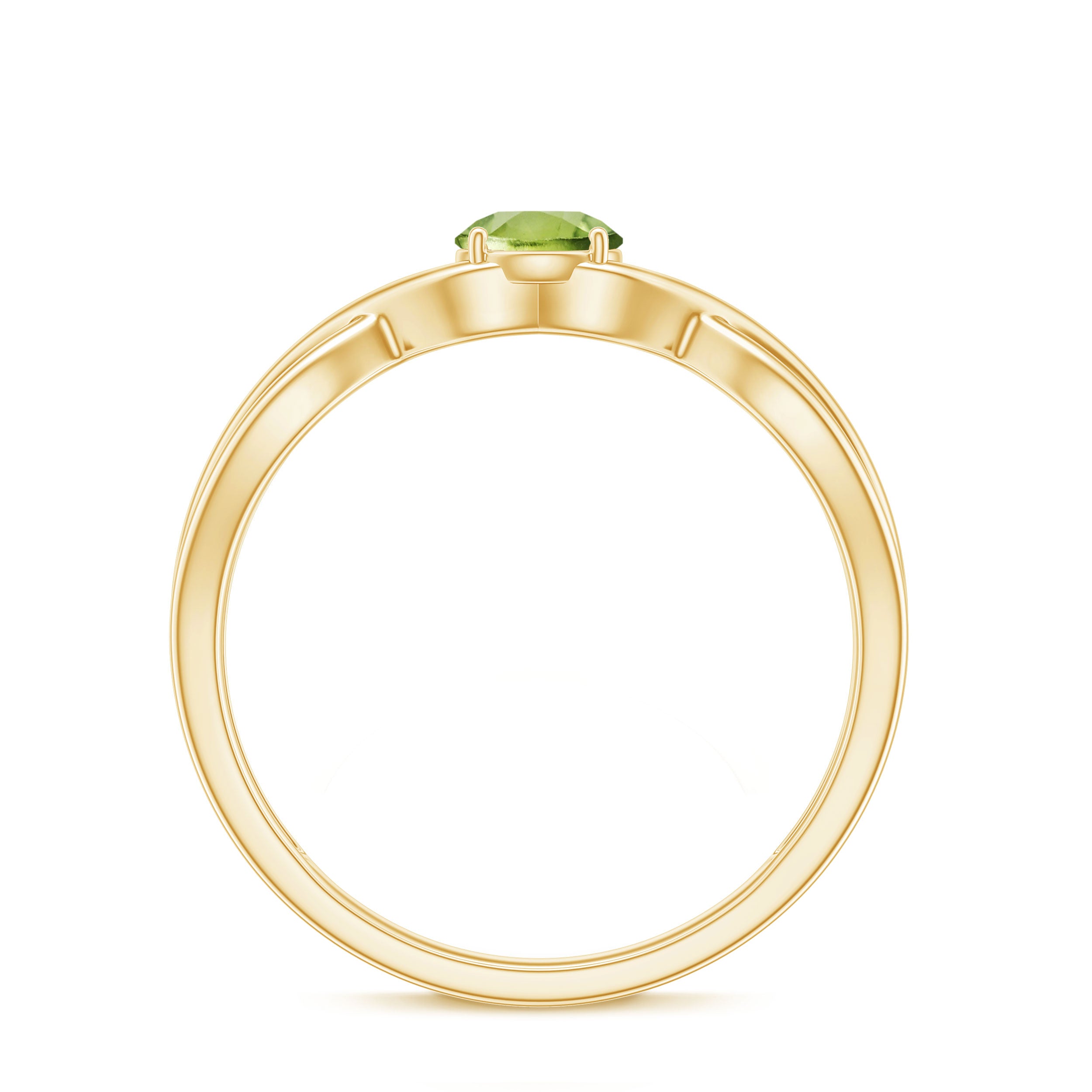 0.25 CT Round Cut Peridot Gold Crossover Solitaire Ring Peridot - ( AAA ) - Quality - Rosec Jewels