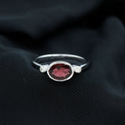 1.75 CT Oval Cut Rhodolite East West Ring with Diamond Stones Rhodolite - ( AAA ) - Quality - Rosec Jewels