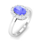 Oval Shape Tanzanite Classic Halo Engagement Ring Tanzanite - ( AAA ) - Quality - Rosec Jewels