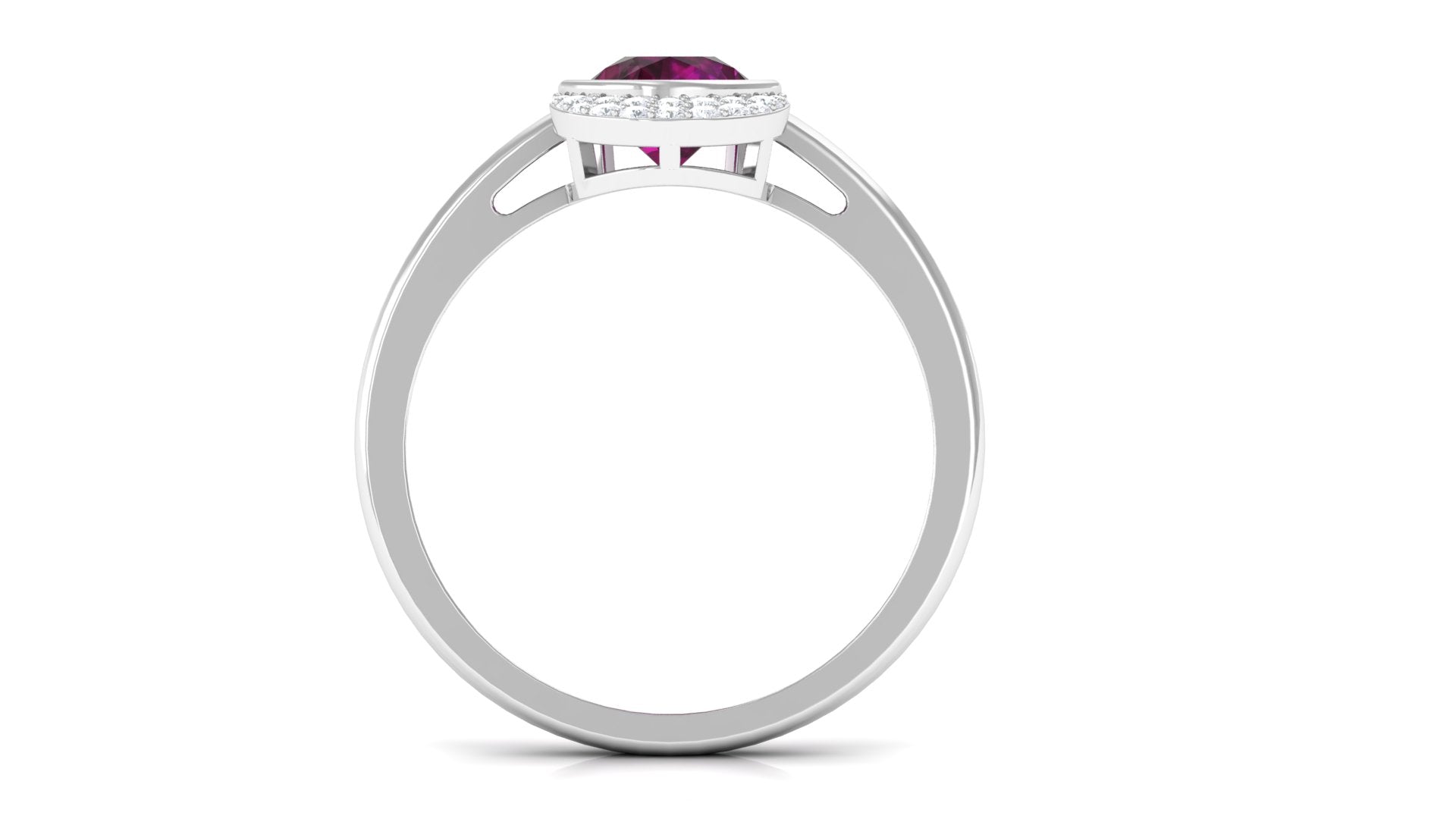 Bezel Set Rhodolite Teardrop Cocktail Ring with Diamond Accent Rhodolite - ( AAA ) - Quality - Rosec Jewels