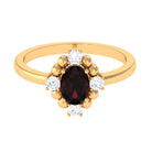 Garnet and Diamond Cocktail Ring with Beaded Garnet - ( AAA ) - Quality - Rosec Jewels