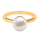 Round Freshwater Pearl Solitaire Ring with Diamond Hidden Halo Freshwater Pearl - ( AAA ) - Quality - Rosec Jewels